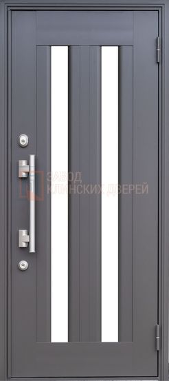 Входная дверь с порошковым напылением и стеклянными вставками СТК-69 с порошковым напылением и стеклянными вставками СТК-69